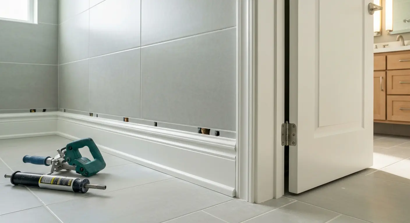 Bathroom baseboard installation