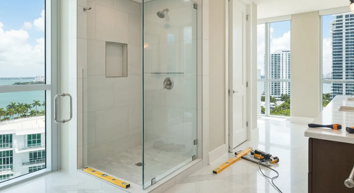 Bathroom tile installation project