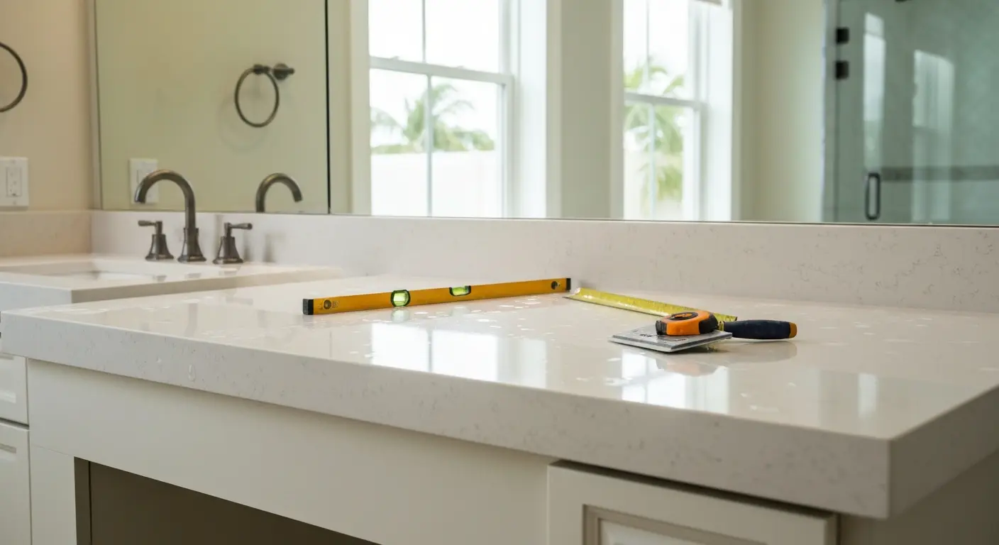 Bathroom vanity with stone countertops