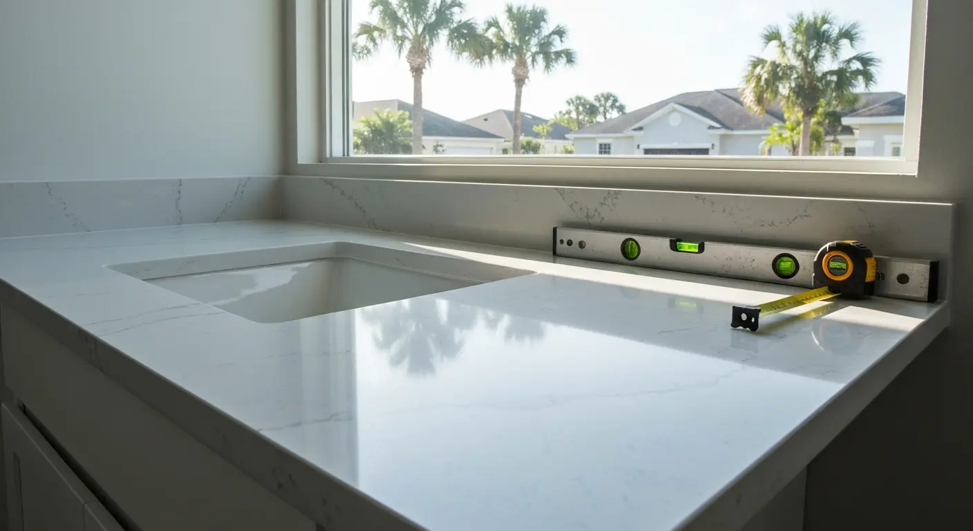 Stone vanity installation