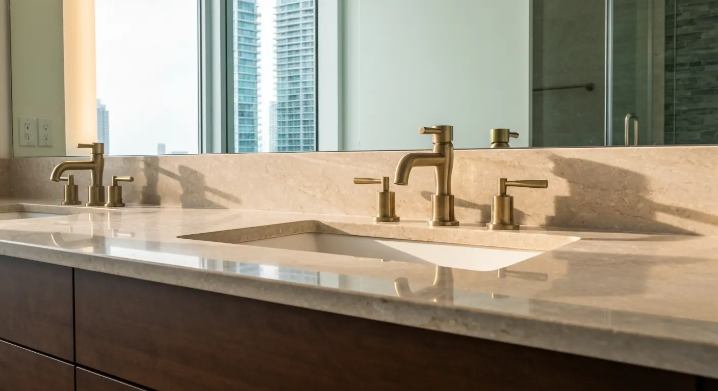 Bathroom vanity with stone countertop