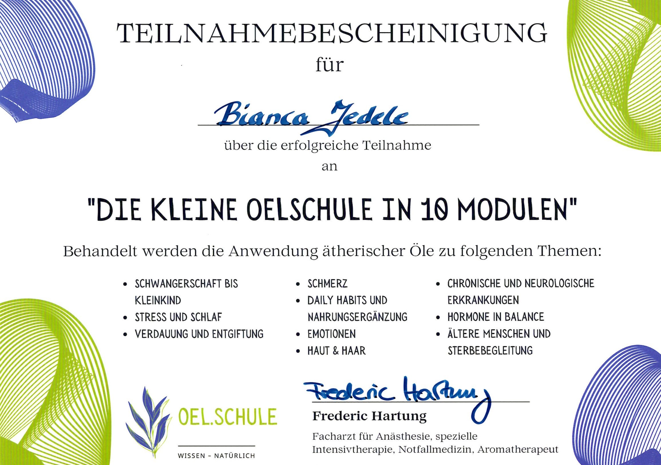 Zertifikat Ölschule