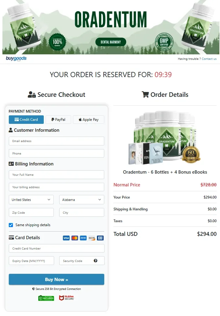 oradentum-order-page