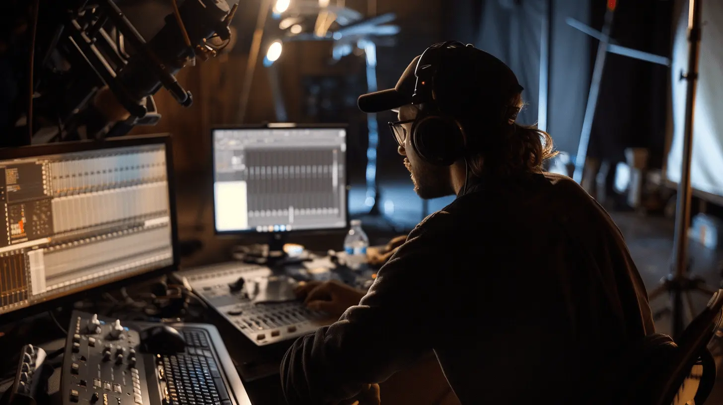 Professional sound engineer working with advanced audio analysis software
