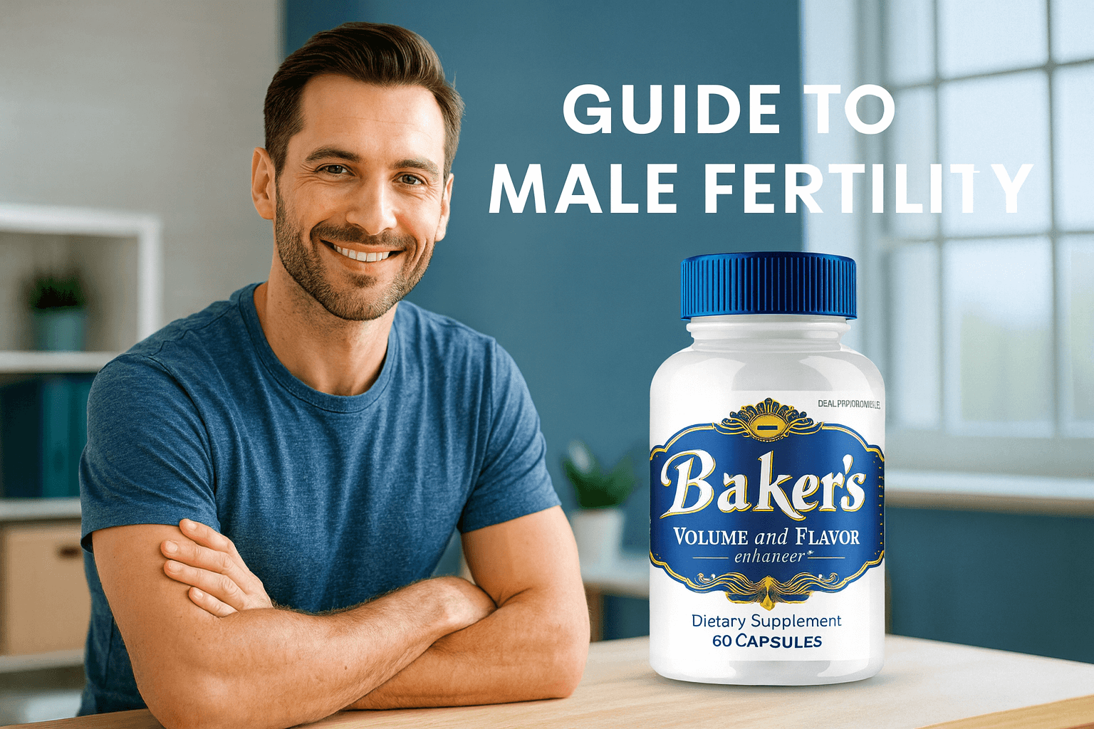 Dedicated researcher studying male fertility solutions in a professional home office environment, representing Baker's Organics commitment to scientific research and development