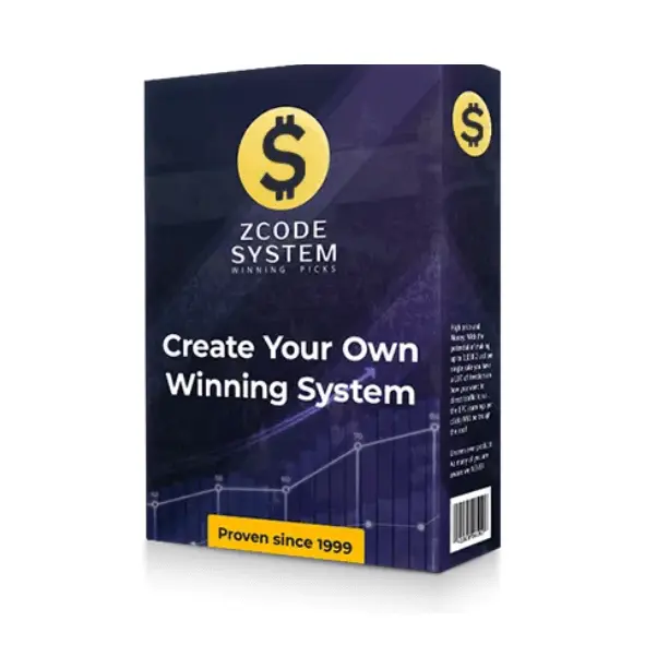 Zcode System product box create your own winning system proven since 1999 with AI sports predictions and betting strategies