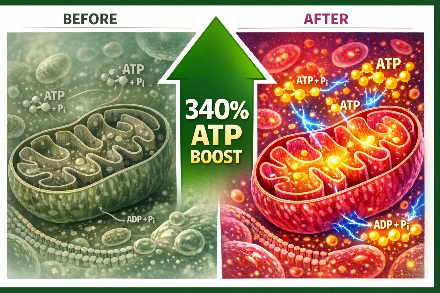 MitoCode Elevate 340% ATP Production Increase - Before After Mitochondrial Cell Energy Comparison - Clinical Proof of Cellular Energy Boost