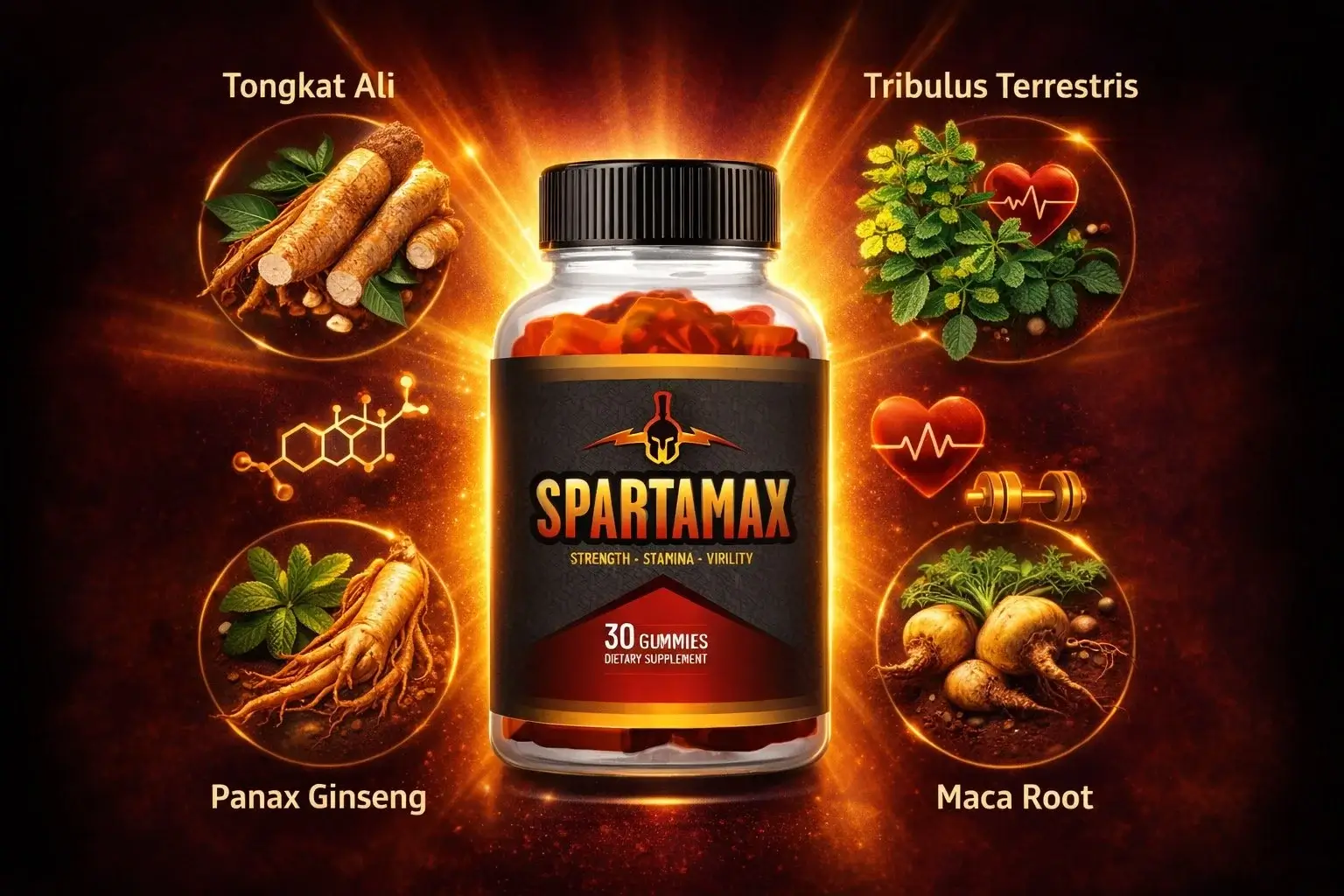 SpartaMax Performance Enhancement Ingredients - Tongkat Ali, Tribulus Terrestris, Ginseng, Maca Root - Natural Male Vitality Formula - 87% Report Better Performance - web-spartamax.com