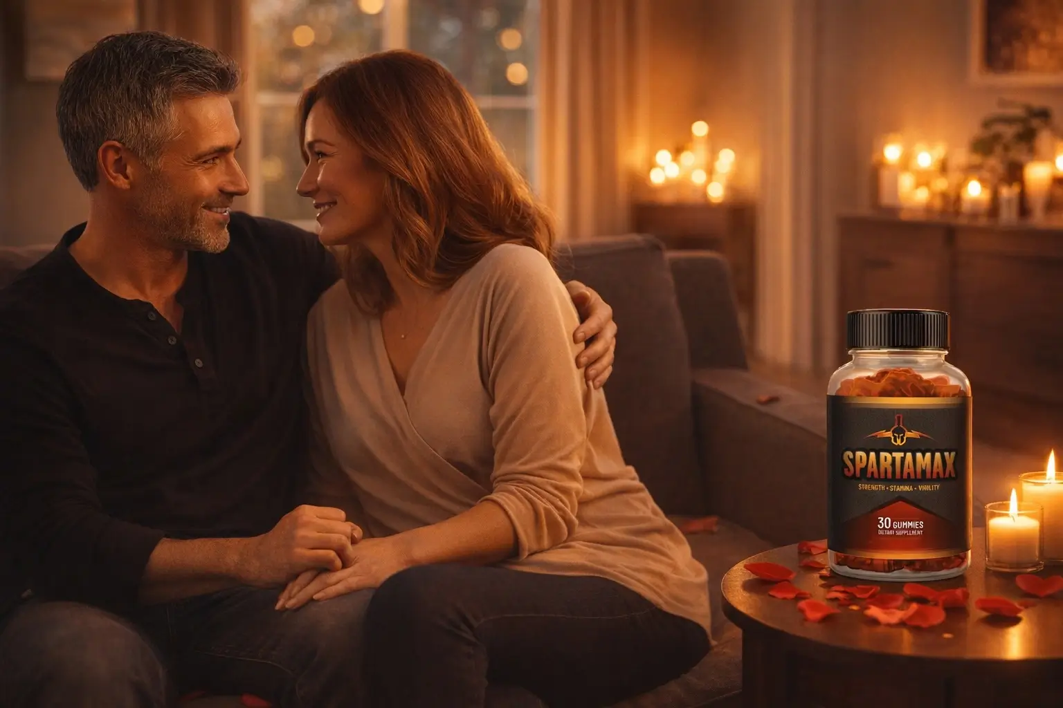 SpartaMax Relationship and Intimacy Benefits - Happy Couple with Improved Connection - L-Arginine and Ginseng for Enhanced Performance - 87% Report Better Intimacy - Trusted by Couples - web-spartamax.com