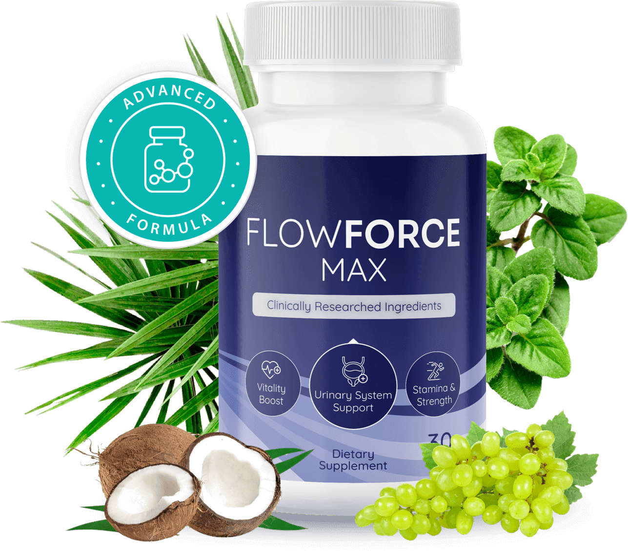 Flow Force Max natural prostate support supplement bottle – official product image