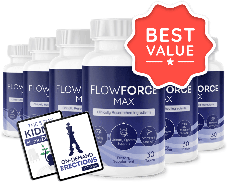 Flow Force Max six-bottle best value package – 180-day supply for maximum prostate health support