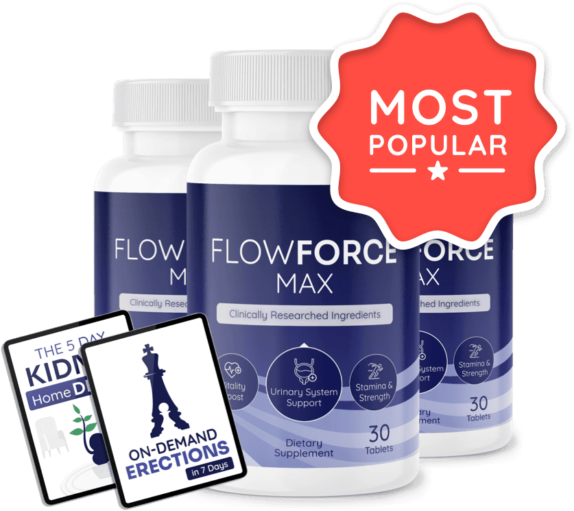 Flow Force Max three-bottle most popular package – 90-day supply for best prostate support results