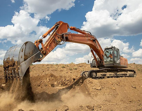 Excavator performing excavation work