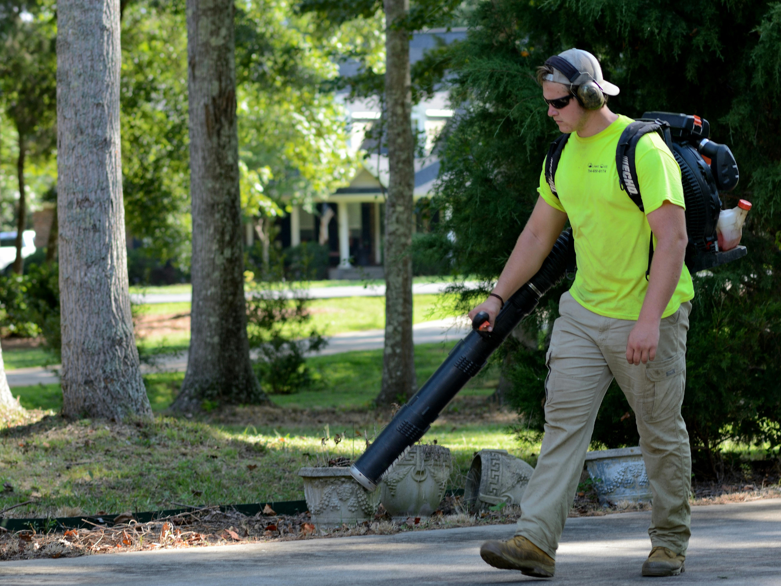Seasonal yard cleanup with leaves and debris removed