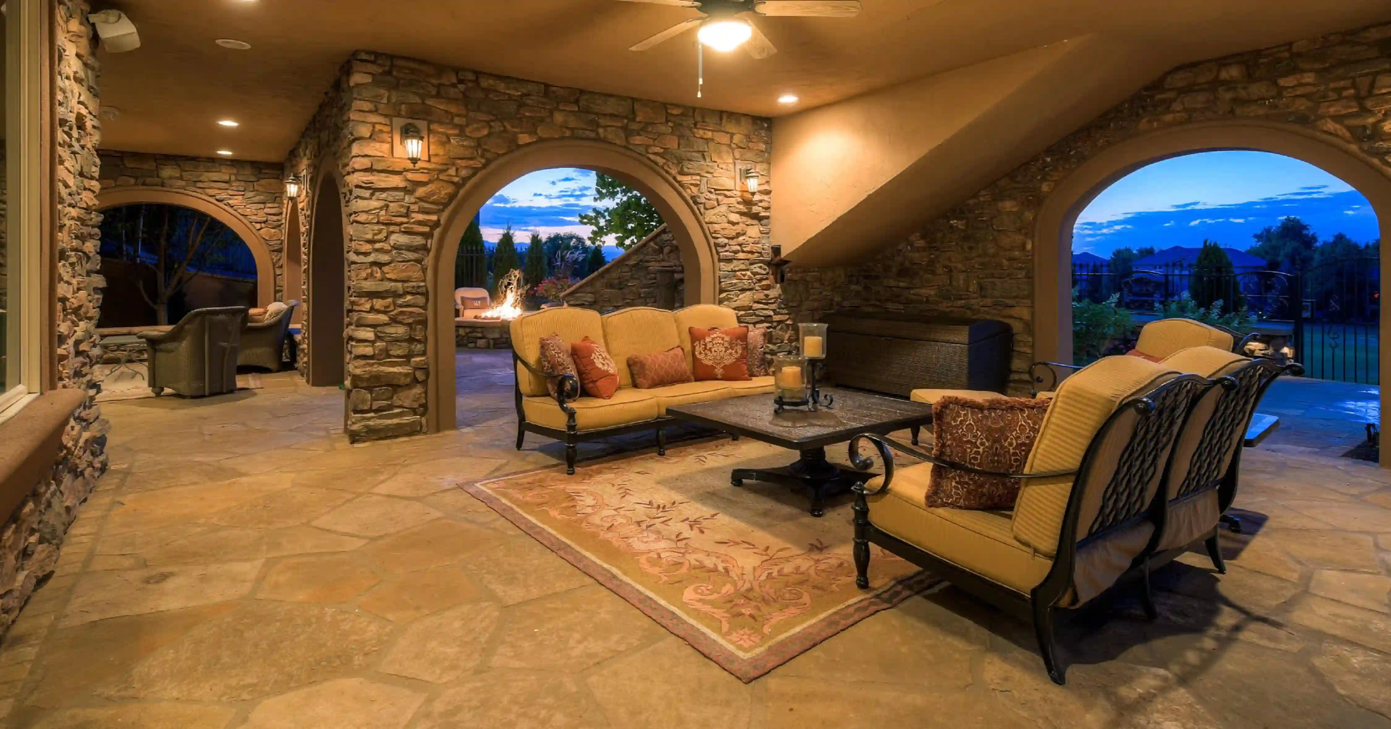 Terra Bella home exterior at dusk