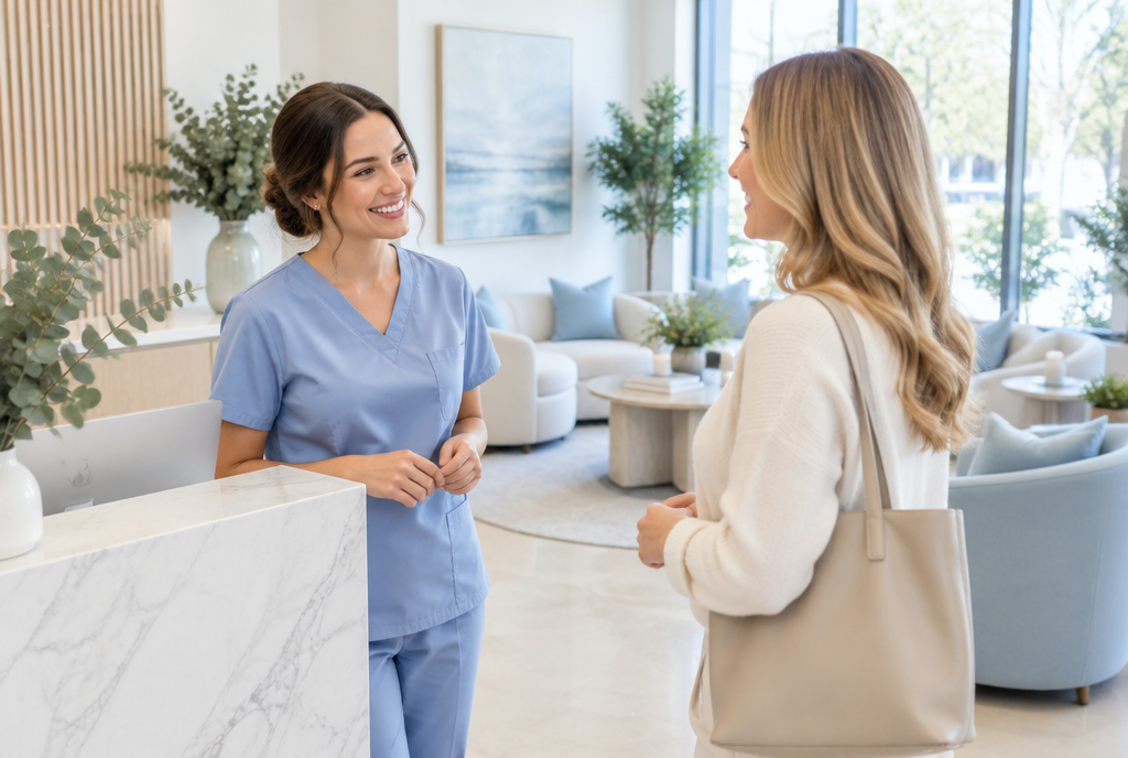 A provider welcoming a client at Intention Health and Wellness