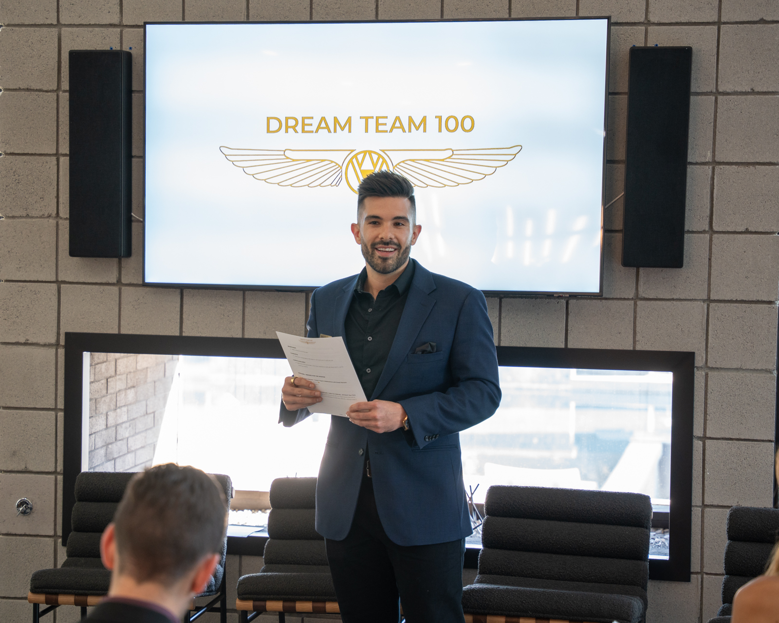 Sebastian presenting at retreat