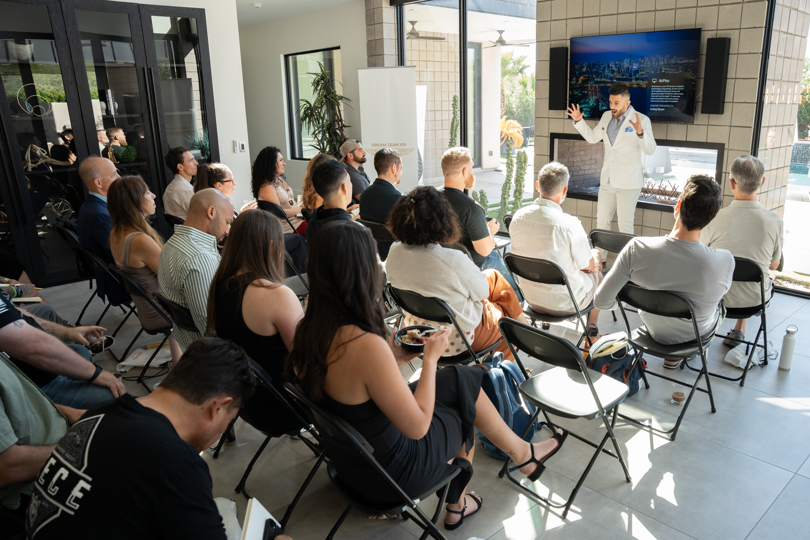 Sebastian presenting to full room