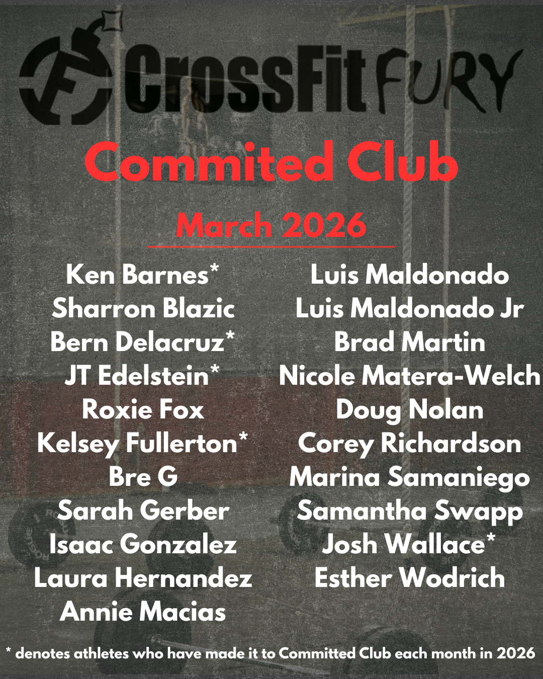 Create a Committed Club logo for a CrossFit gym using barbell and kettlebell graphic with predominately black and red coloring