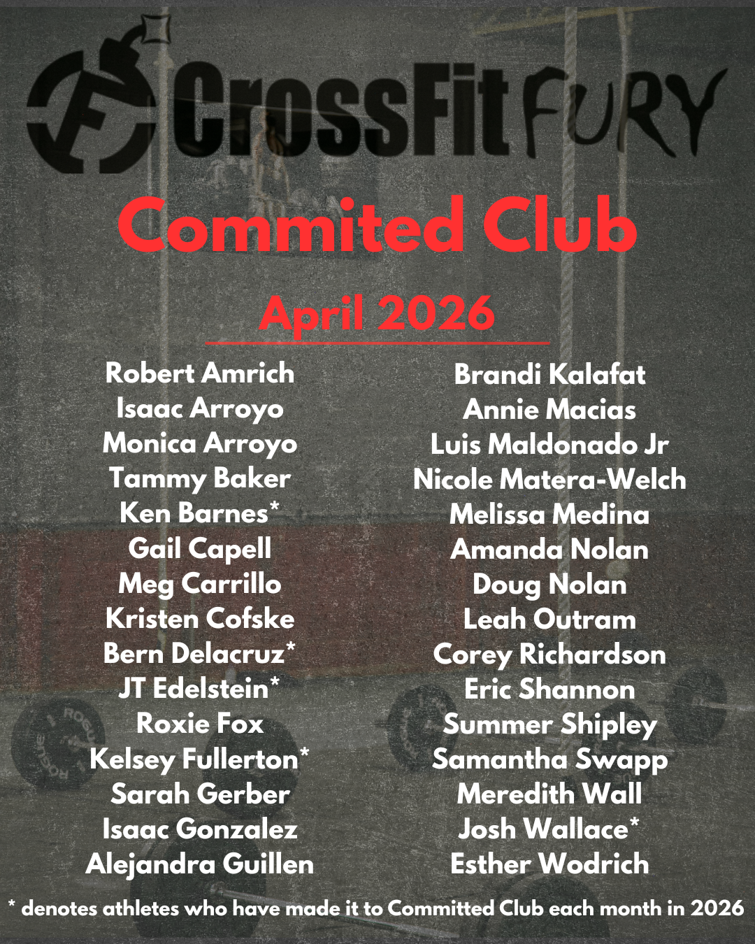 Create a Committed Club logo for a CrossFit gym using barbell and kettlebell graphic with predominately black and red coloring