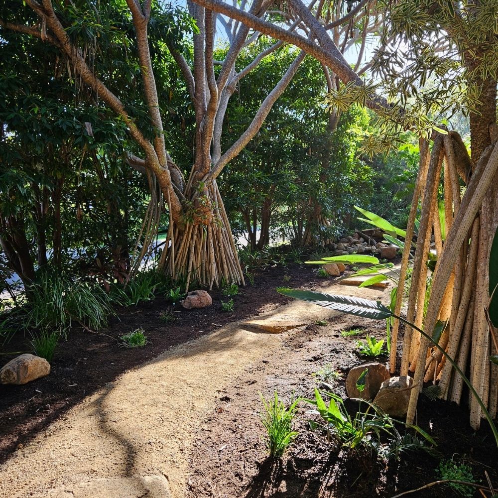 Timber and stone step construction detail