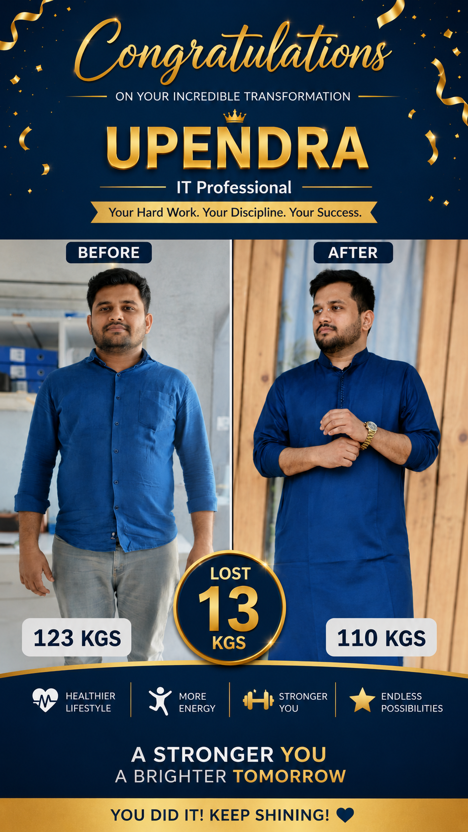 Upendra lost 13kg