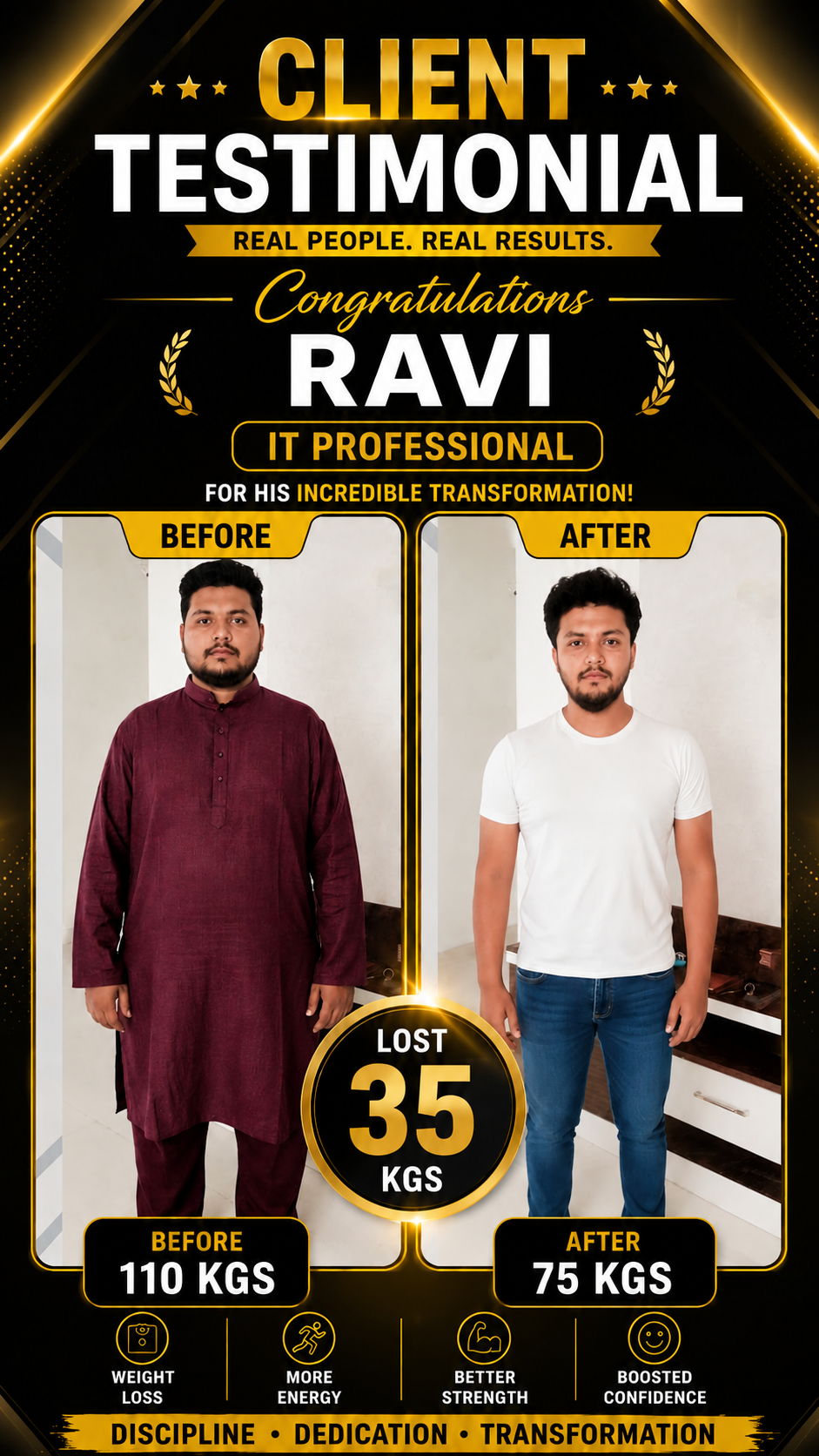 Ravi lost 35kg