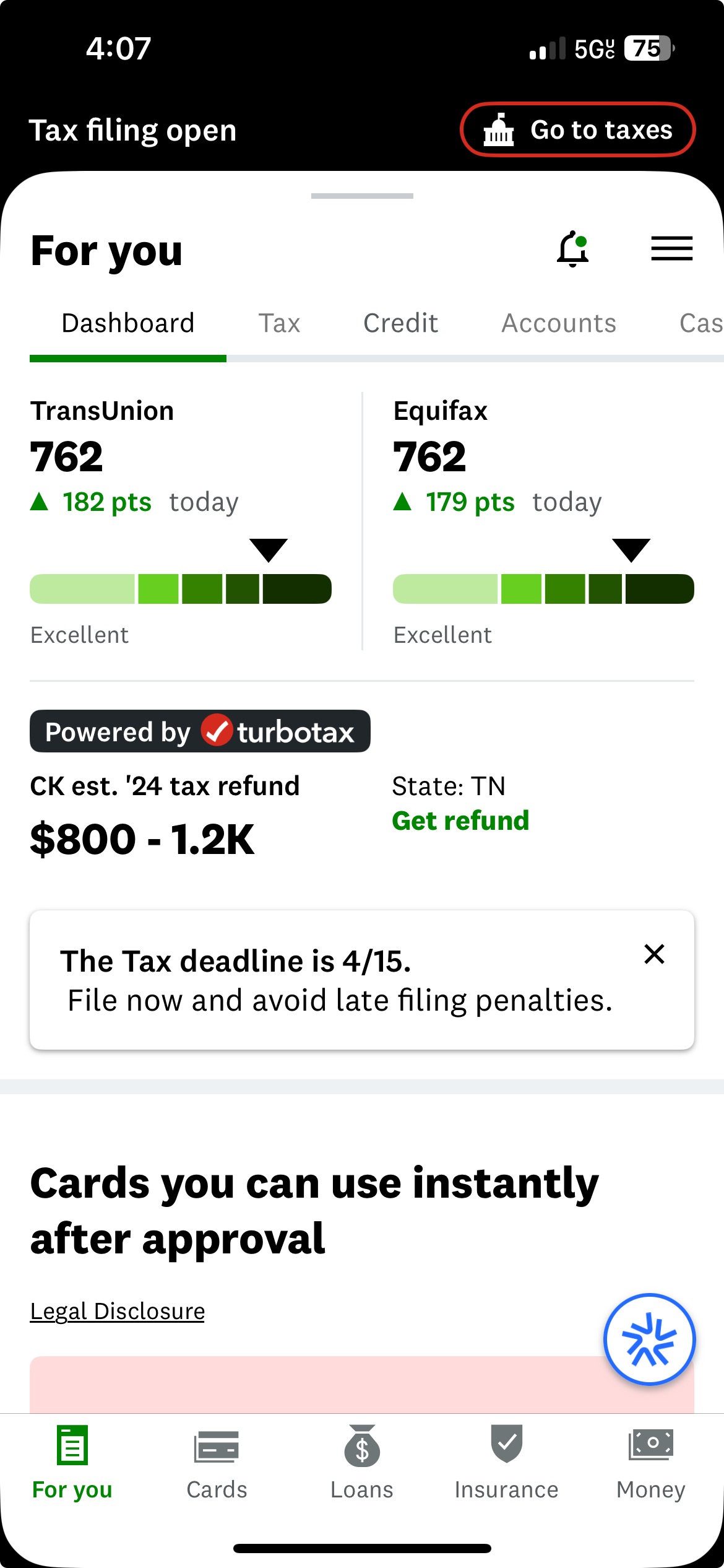 Credit Score 762 Jump