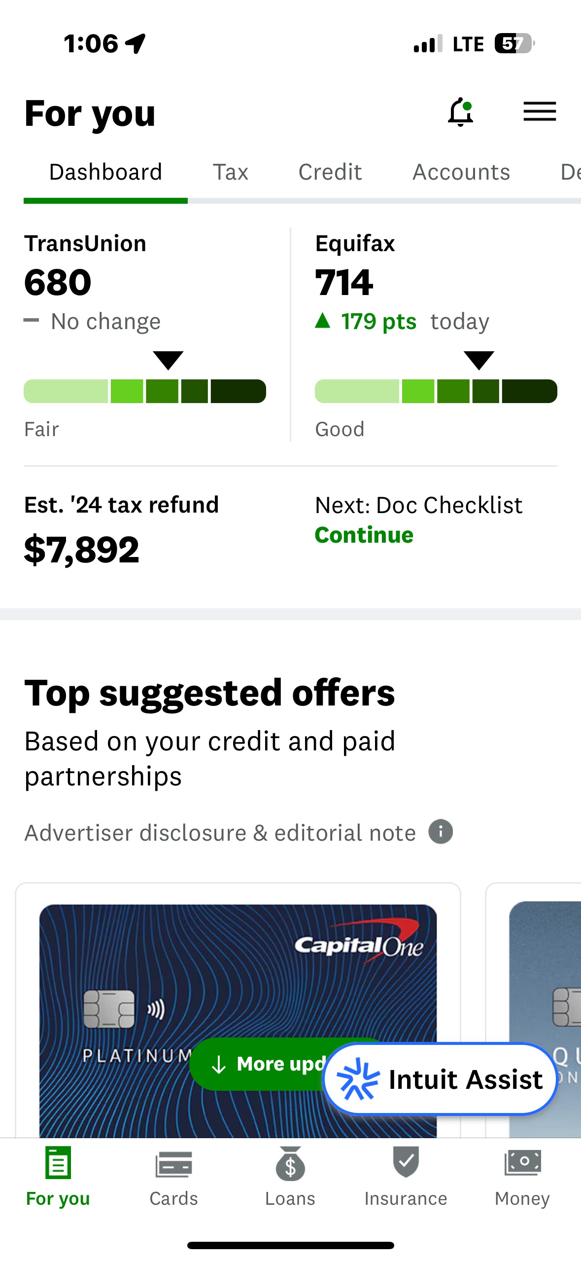 TransUnion and Equifax Score Increase