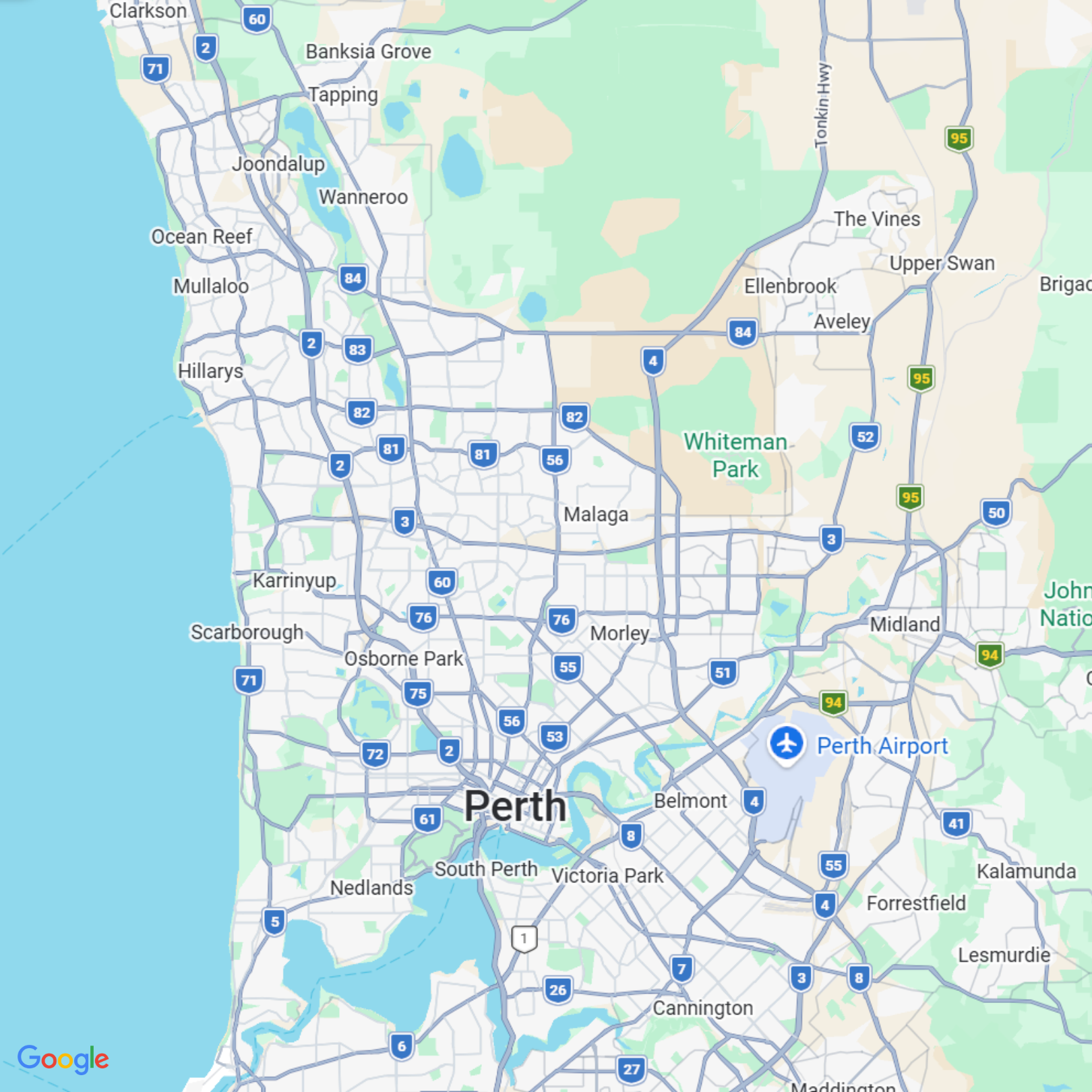 YYFC Perth service area map