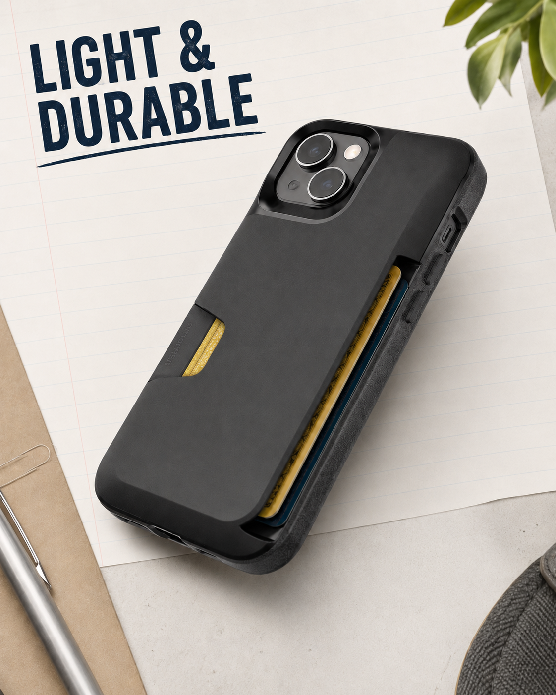 Phone in case showing the slim profile