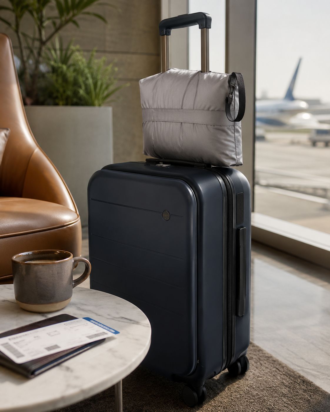 Travel Pillow Case attached to luggage handle showing the trolley sleeve in action Travel Pillow Case attached to luggage handle showing the trolley sleeve in action