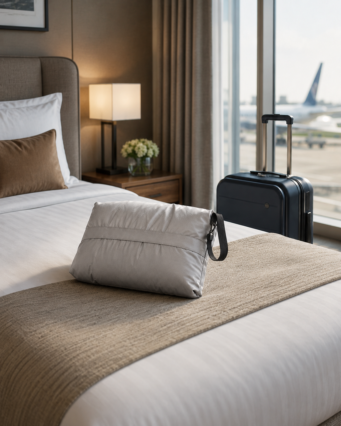 Travel Pillow Case folded and secured with elastics Travel Pillow Case folded and secured with elastics