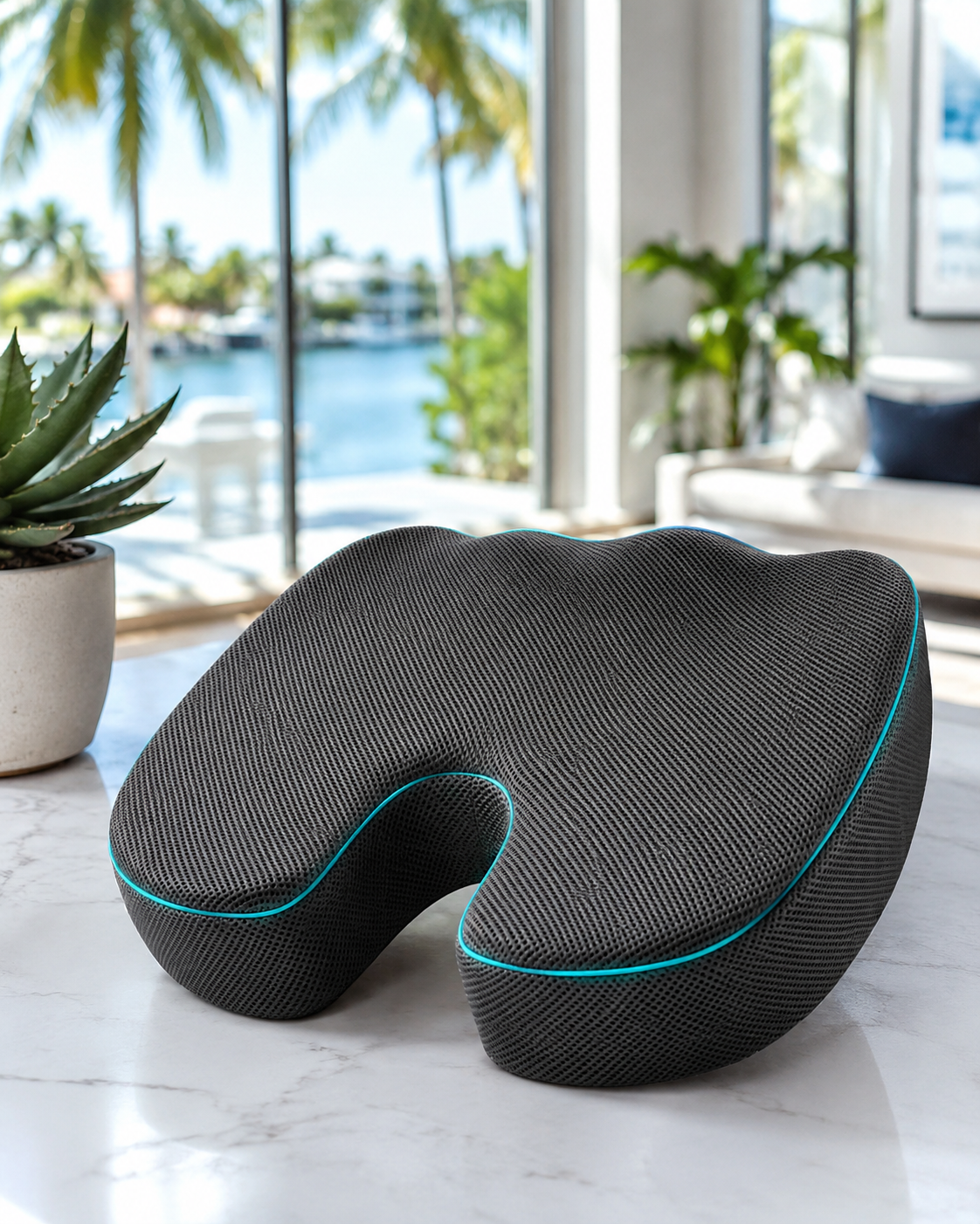 Close up showing the memory foam depth and contoured shape Close up showing the memory foam depth and contoured shape