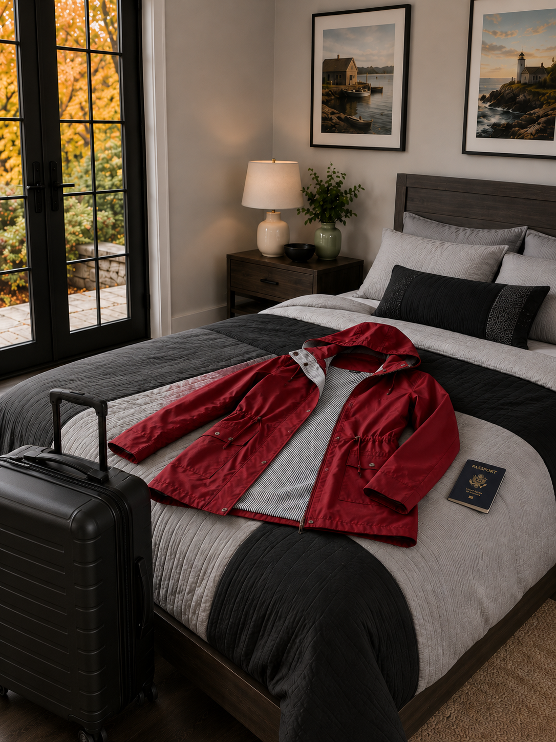 Women's Raincoat Windbreaker laying on a bed Women's Raincoat Windbreaker laying on a bed