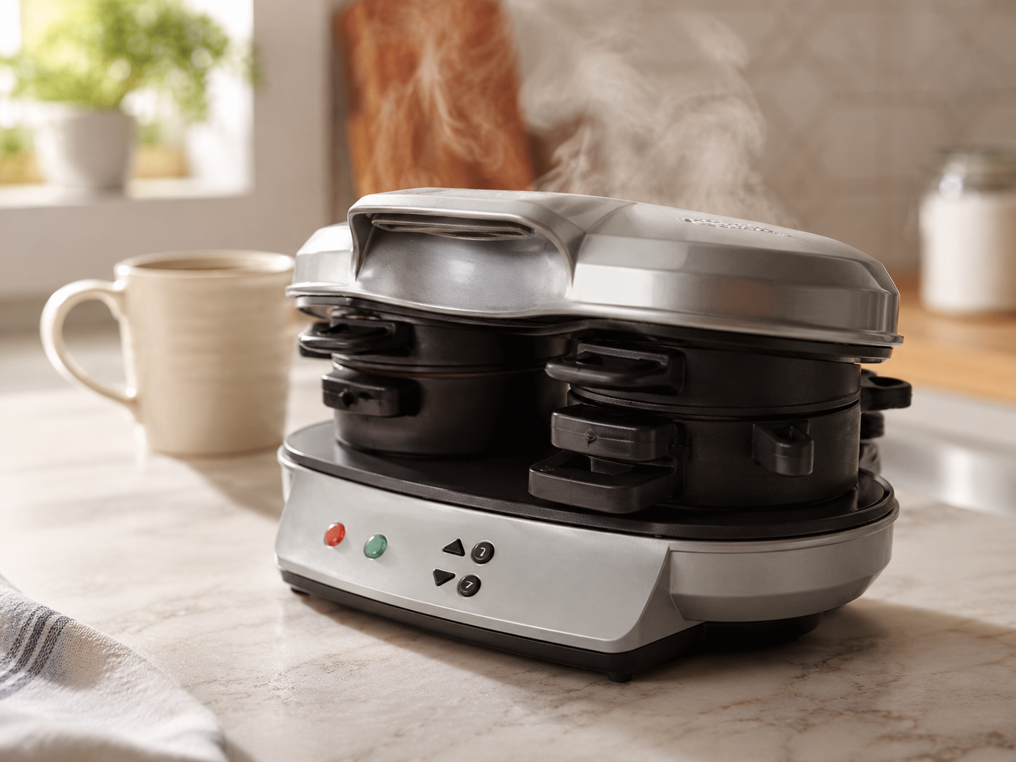 Hamilton Beach Dual Breakfast Sandwich Maker mid cook Hamilton Beach Dual Breakfast Sandwich Maker mid cook