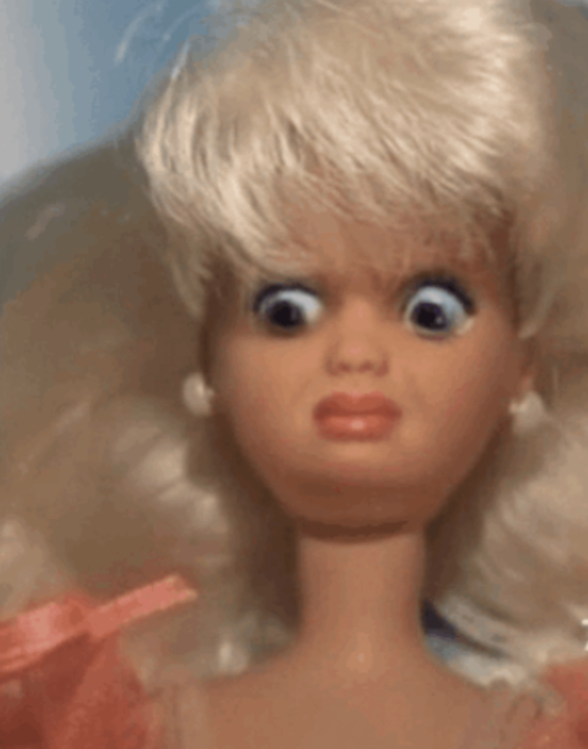 Image of Barbie with a wide eyed look Image of Barbie with a wide eyed look
