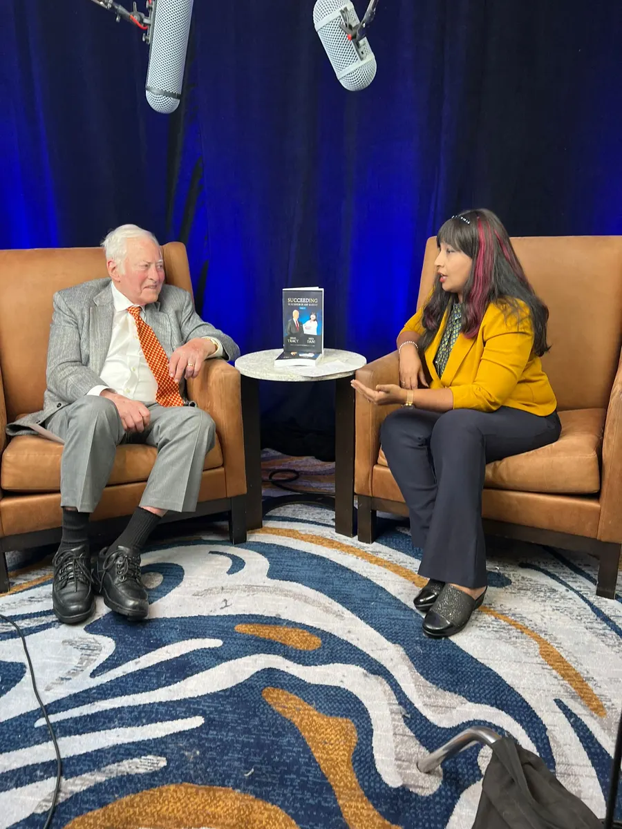 Meeta being interviewed by Brian Tracy