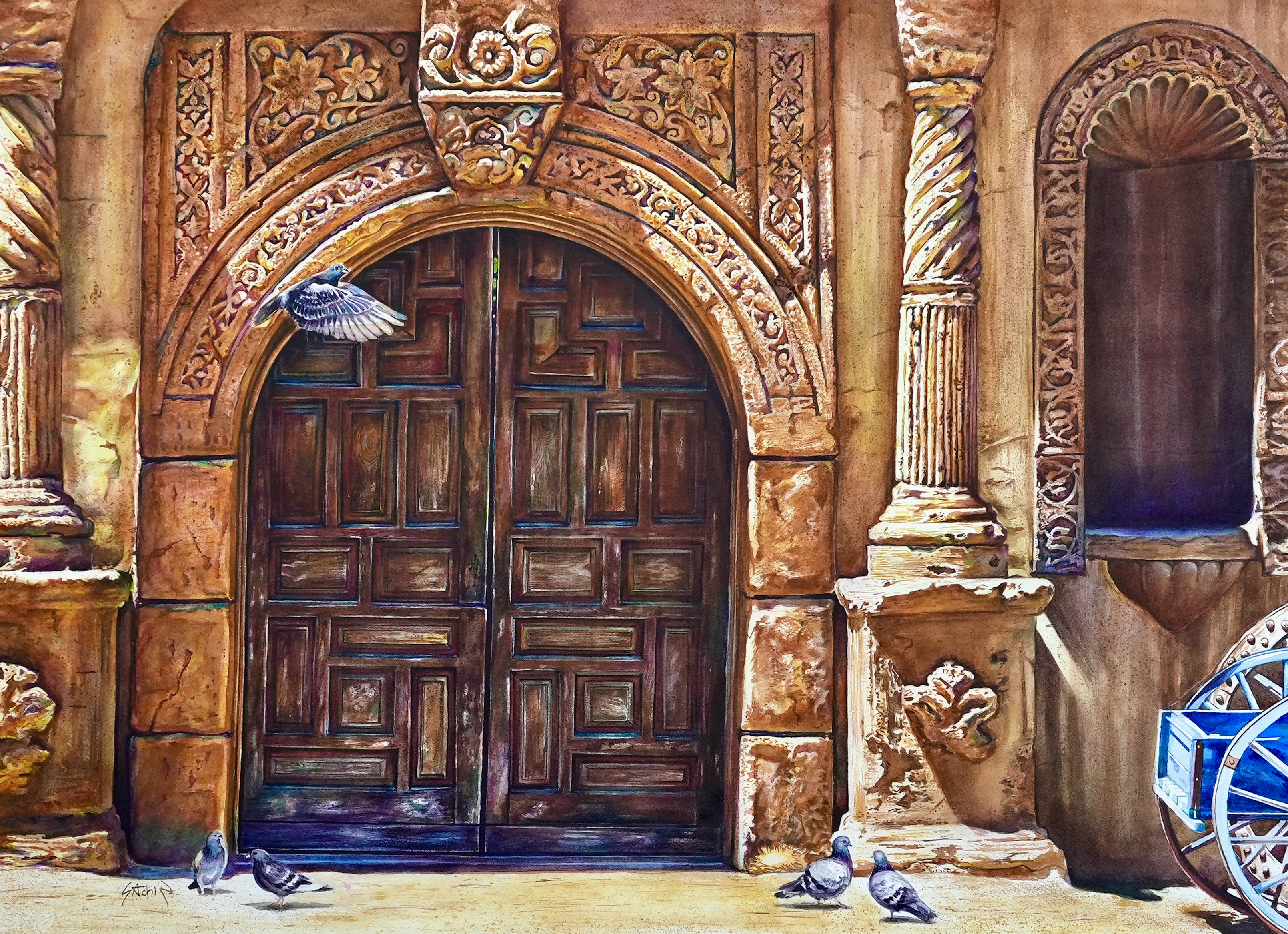 The Timeless Portal, realistic watercolor painting by Artist Sachin