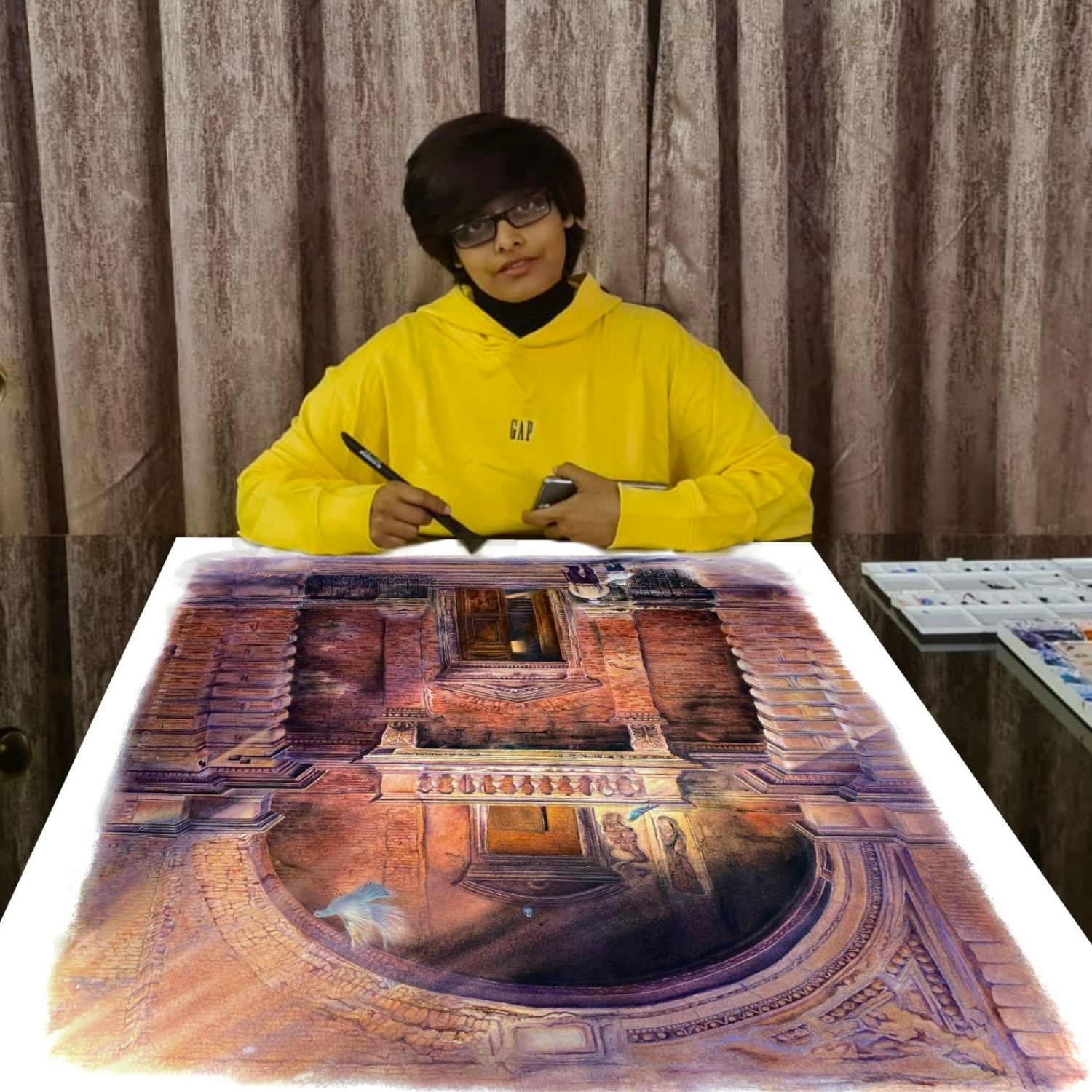 Madhubanti Mukherjee with her painting Le(t)Go