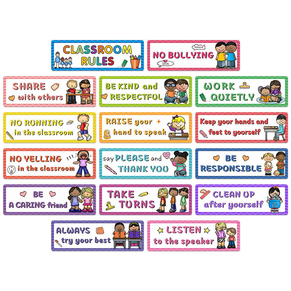 Colorful classroom rules wall decor