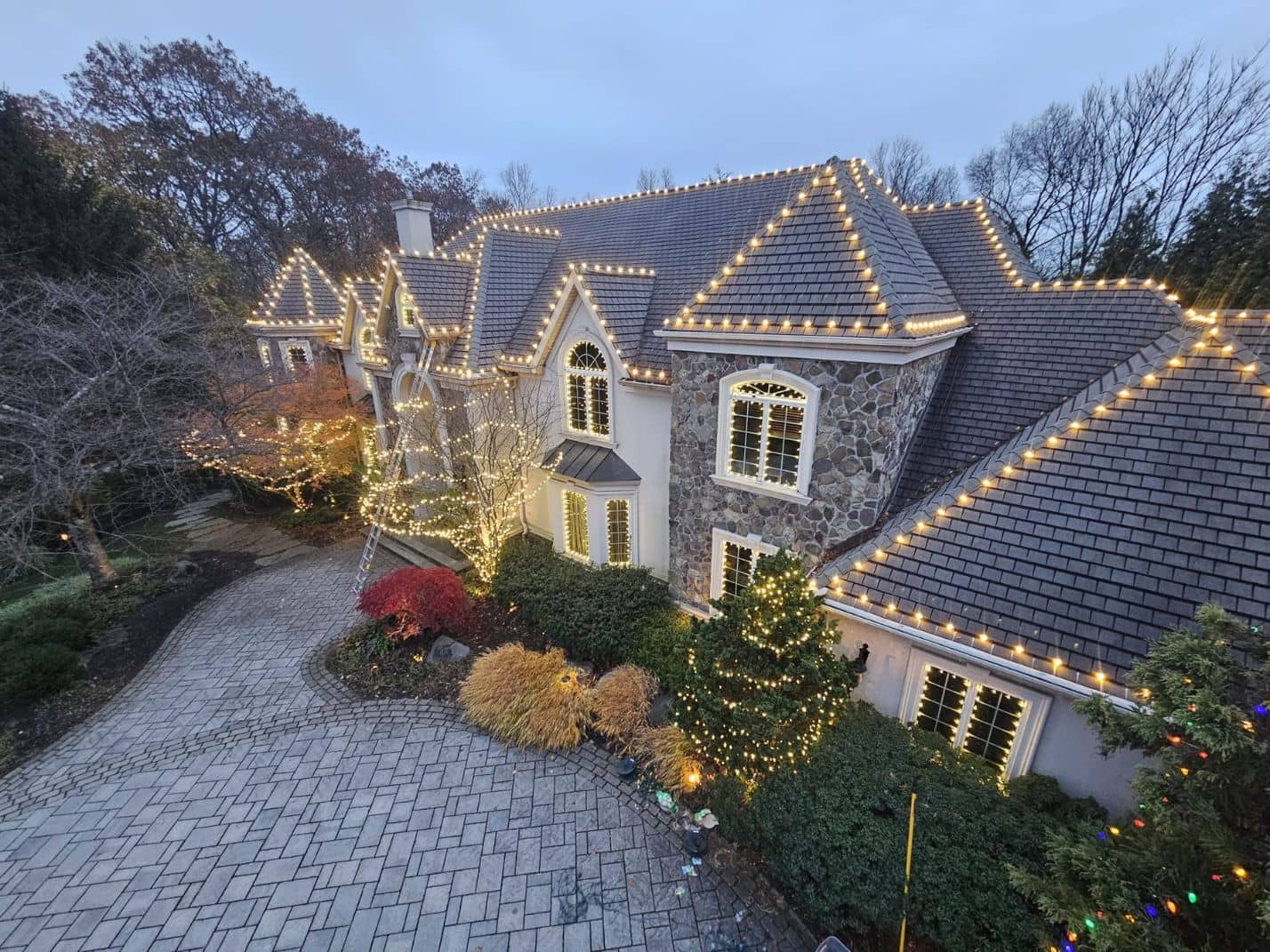 Christmas lights on a New Jersey home before takedown