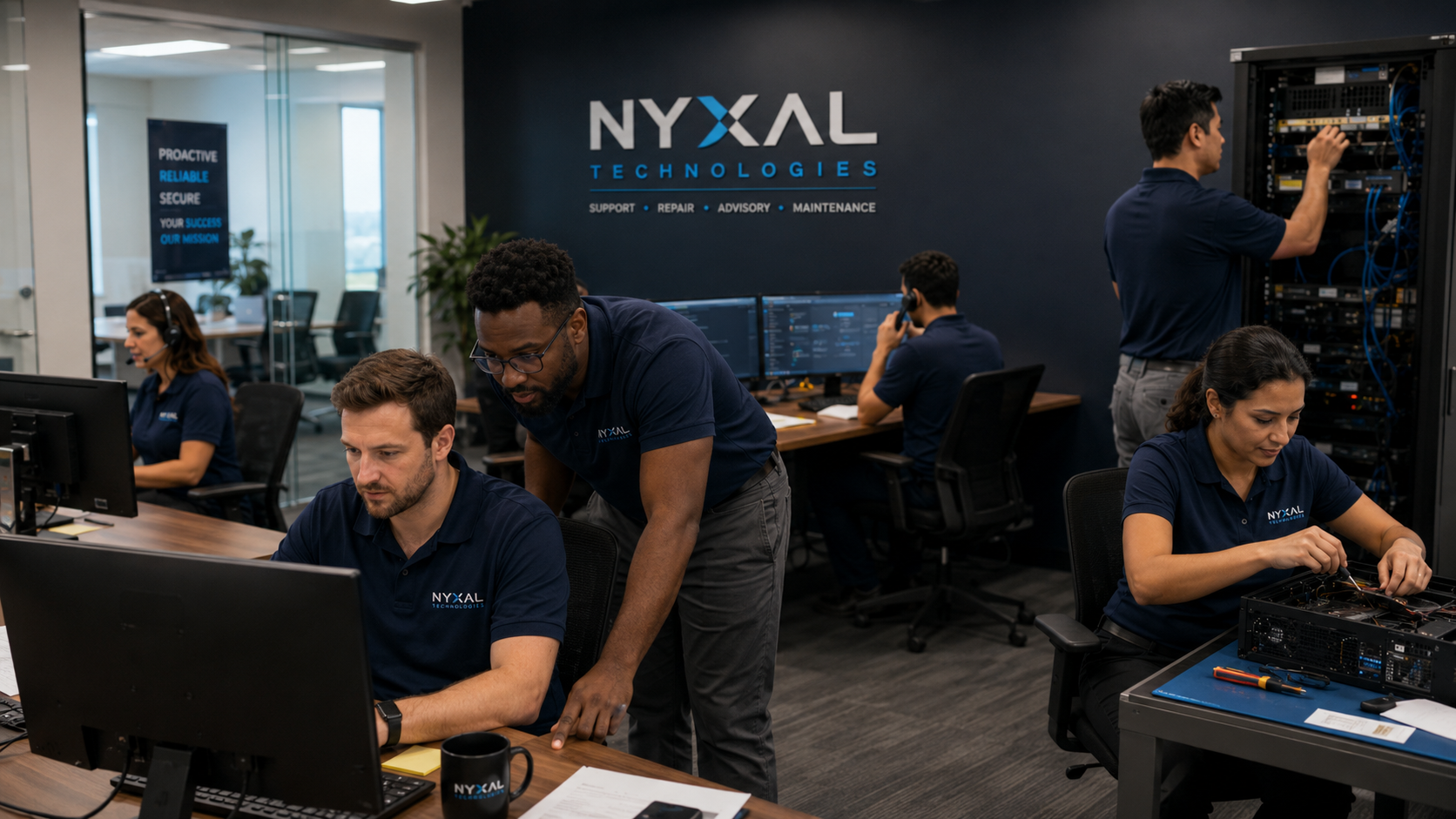 Nyxal Technologies team in a modern technology office