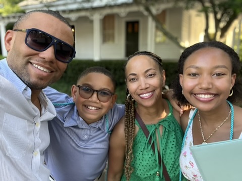 Monica Allen with her husband Ethan and their children, Imana and Legend
