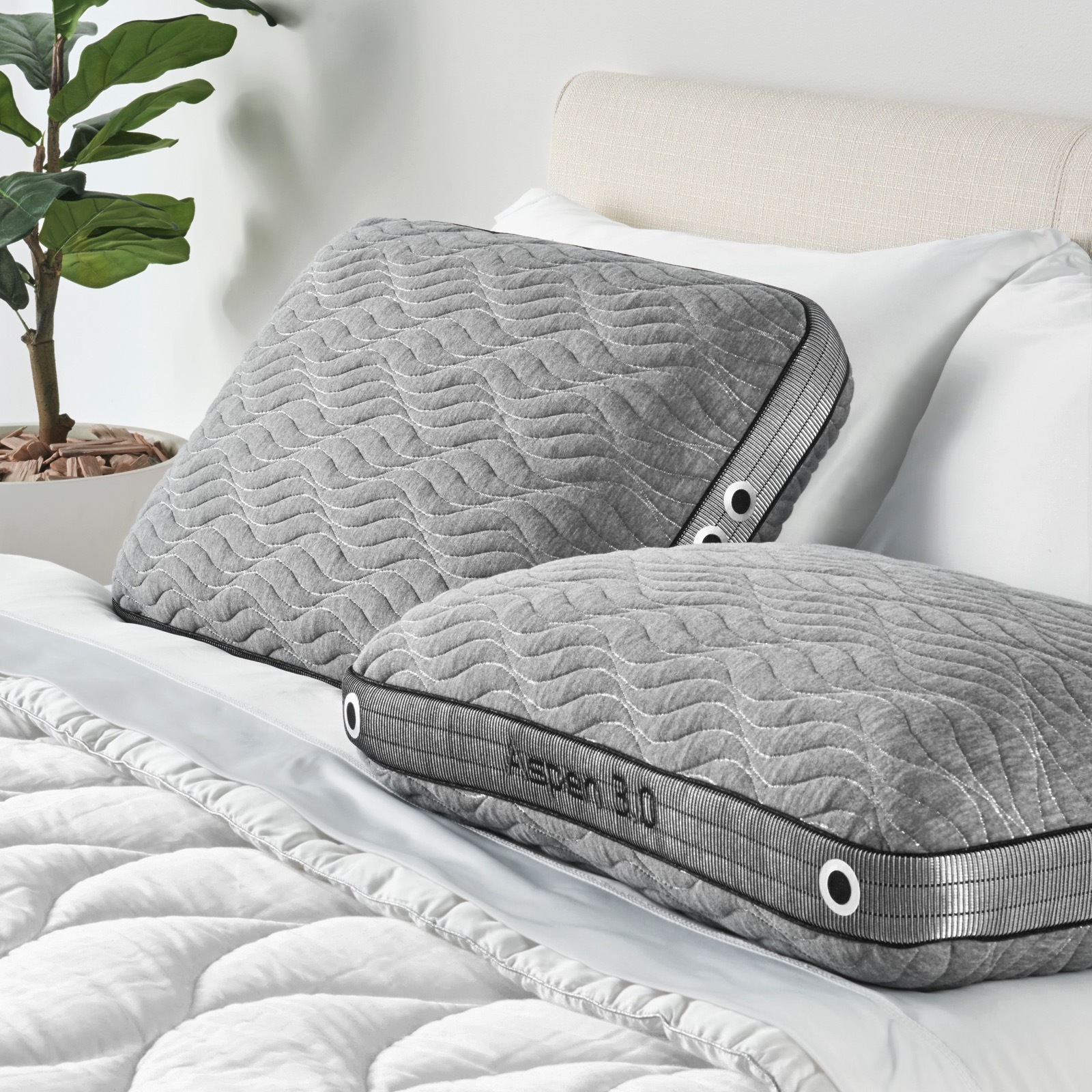 Bedgear Aspen performance pillow on a made bed