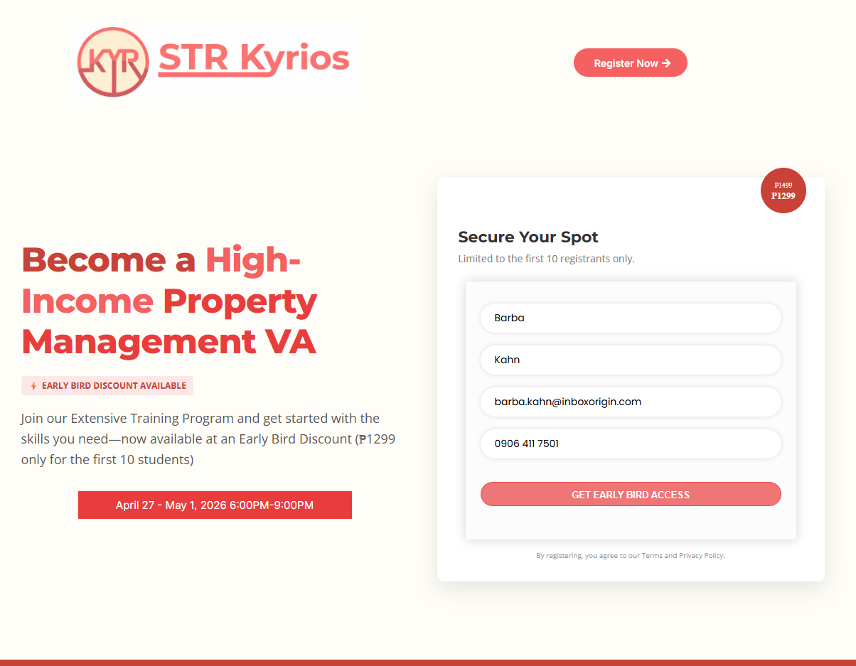 High-converting webinar funnel screenshot