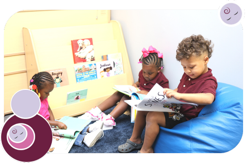 joyful children reading