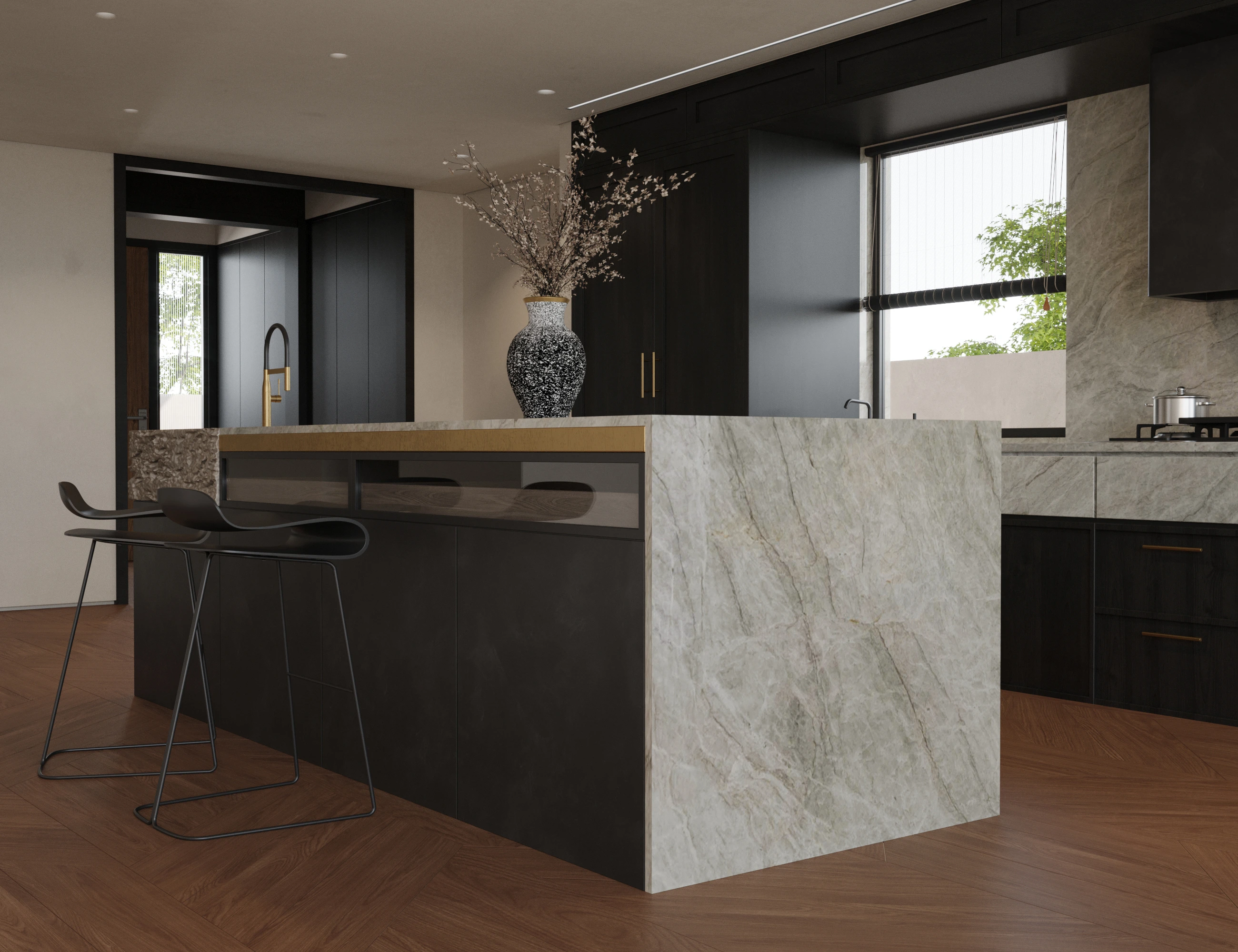 Printed quartz slabs at Dynamo Surfaces near Chicago