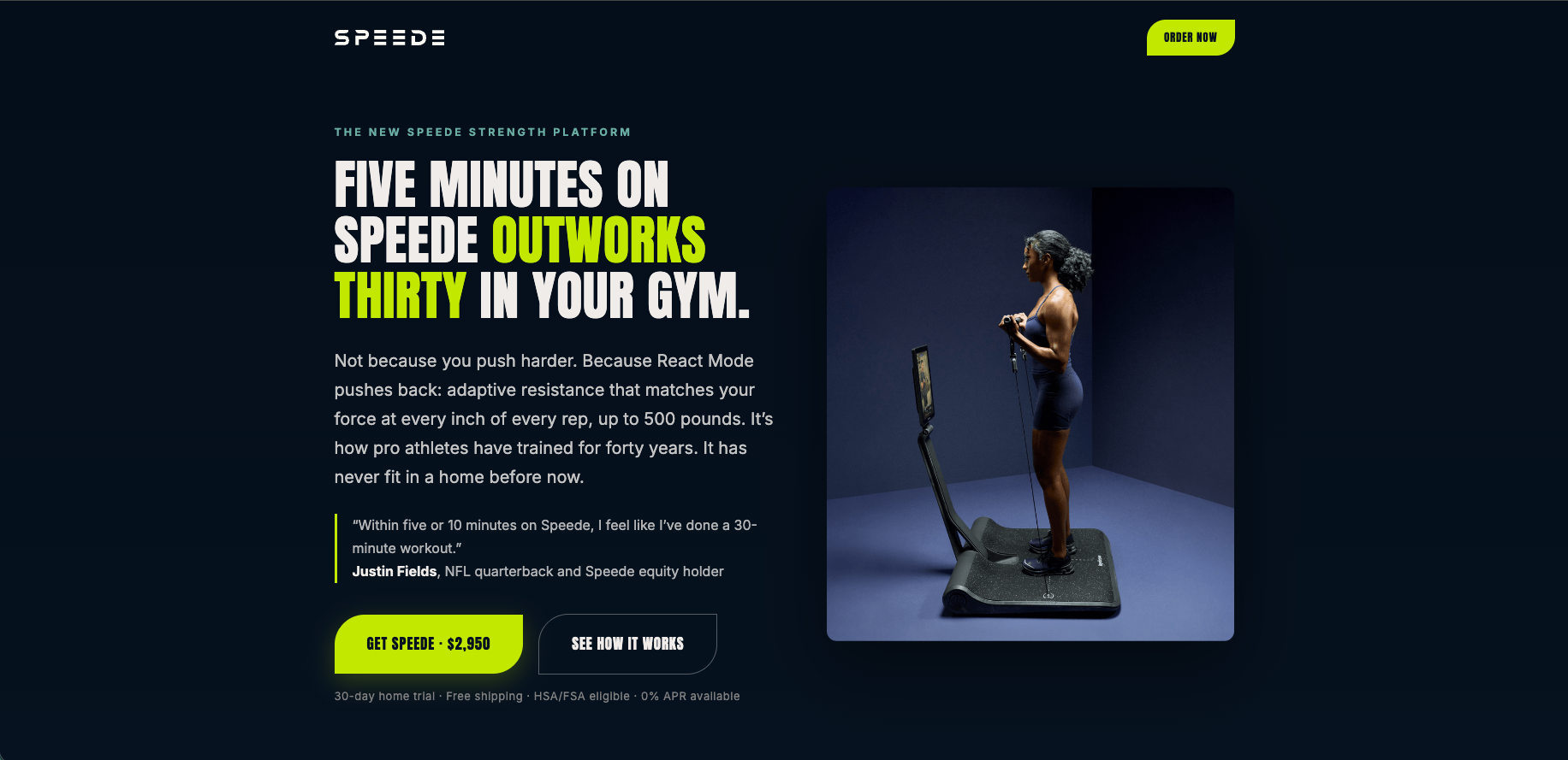 Sales page built for a DTC strength-equipment brand