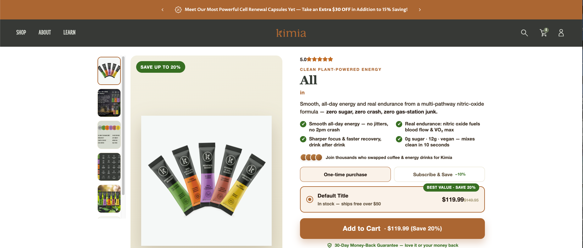Sales page built for a supplement brand